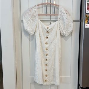 White babydoll dress with puff sleeves